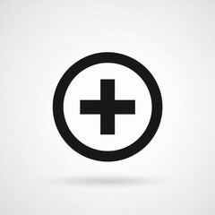 Obraz premium Clean black plus sign icon on white background for add/create functions and positive actions in digital applications