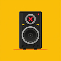 Fototapeta premium Speaker with X mark mute sound icon in flat vector style for digital interfaces and sound settings
