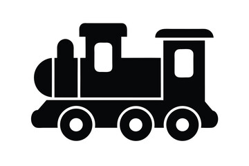 Simple Black Silhouette of a Toy Train Locomotive