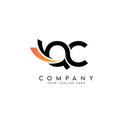 Modern Q and C Letter Logo with Swoosh Symbol Minimal Vector Design.