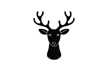 Simple Black Silhouette of a Reindeer Head