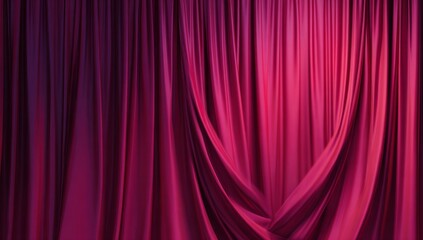 Rich Pink Stage Curtain with Elegant Drapes in Theatrical Setting