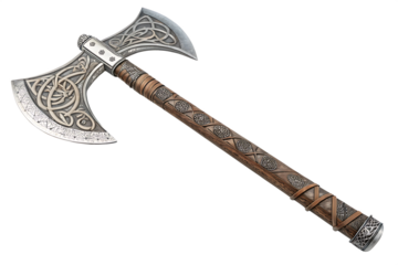 Ornate Viking Battle Axe isolated on AI Generated by PNG