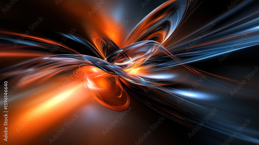 Poster abstract futuristic artwork with glowing lines and dynamic forms design
