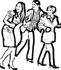 Group of business women running