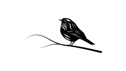 Rufous-breasted Accentor bird, black isolated silhouette