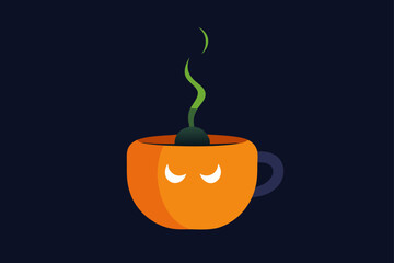 Skull Cups with Flaming Glow Vector Illustration