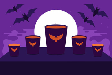 Ghostly Figure Creepy Cup Halloween Vector Illustration
