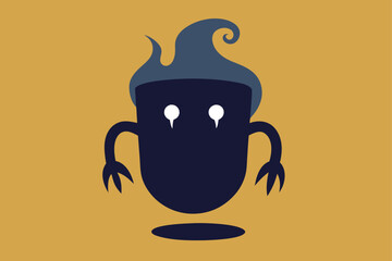 Steaming Pumpkin Cup Glowing Scene Vector Illustration