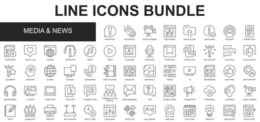 Media & News Icons Bundle vector collection