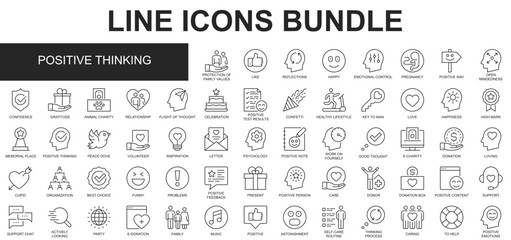 Positive Thinking Icons Bundle vector collection