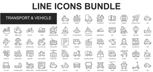 Transport and Vihicle Icons Bundle vector collection