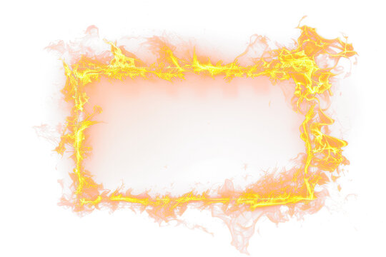 rectangle frame of fire isolated on white or transparent png