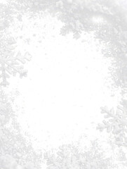 vertical snow frost frame border with empty copy space in center isolated on white or transparent png