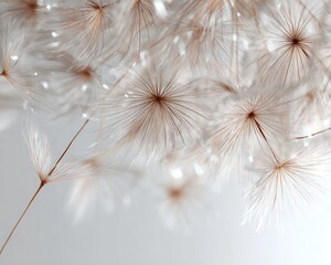 Delicate Dandelion Seeds Against Light Background