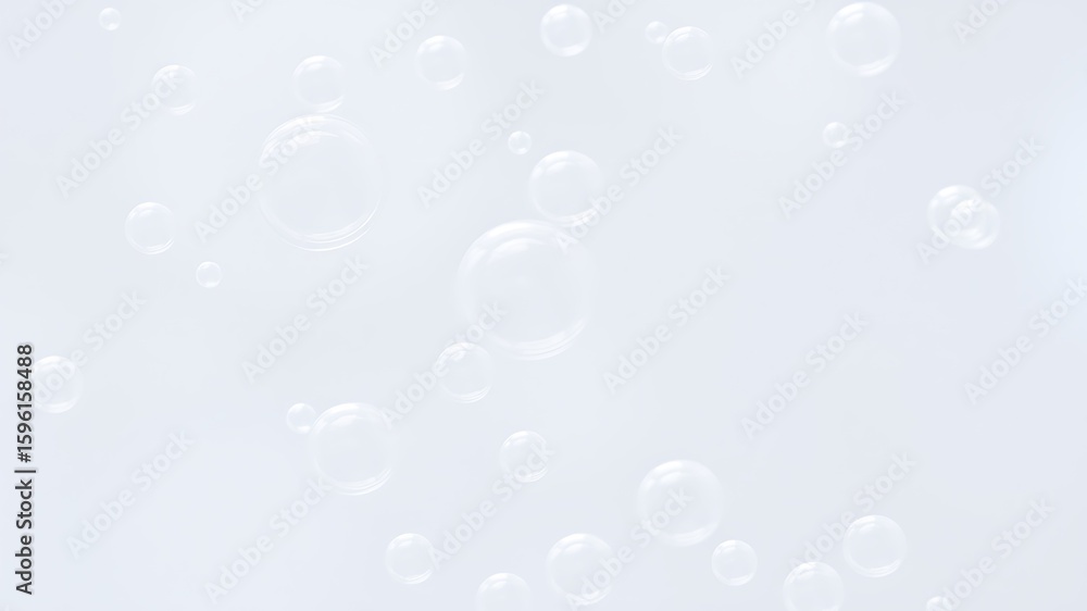 Poster floating transparent bubbles in soft focus create a light and airy visual effect across the frame
