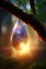 Enchanting gemstone pendant glowing in sunlight