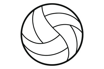 Black and White Line Drawing of a Volleyball on White Background for Sport