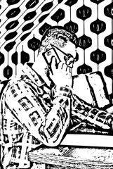 Business man talking by phone mobile