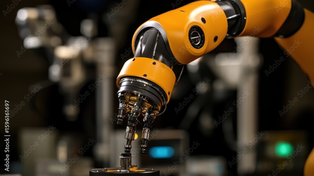 Poster High precision robotic arm performing intricate tasks in a modern factory