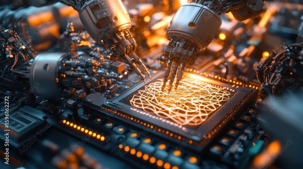 Aufkleber automated circuitry assembly: robotic arms precision in microchip production
