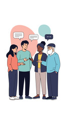 Diverse group of people engaging in meaningful conversation during a gathering