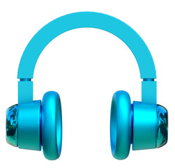 Blue headphone 3d on png transparent background.
