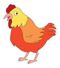 Cute hen isolated on white background