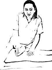 Beautician waxing woman legs