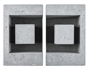 Textured Nested Concrete Cubes in Monochrome Palette, Isolated on Transparent Background PNG