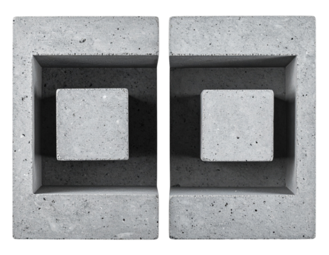 Textured Nested Concrete Cubes in Monochrome Palette, Isolated on Transparent Background PNG