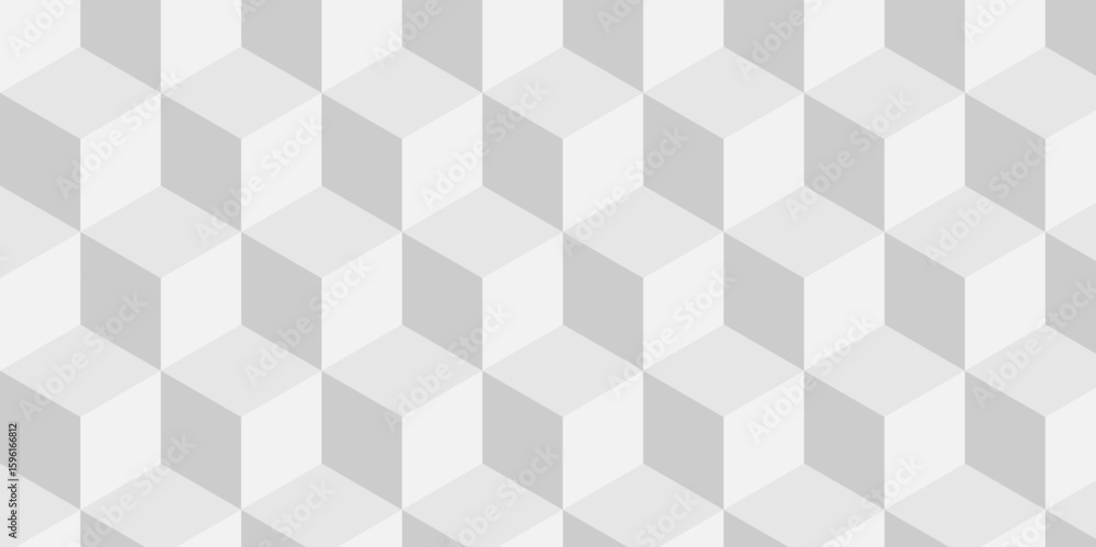 Poster seamless cube pattern abstract geometric with template design. white and gray technology ornament. v