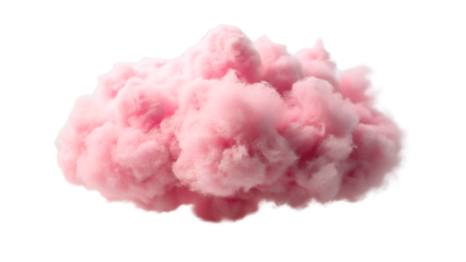 A soft, fluffy pink cloud floats against a transparent background, evoking a sense of lightness