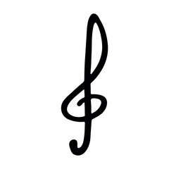 Obraz premium Treble clef doodle. Hand drawn musical symbol. Single element for print, web, design, decor, logo
