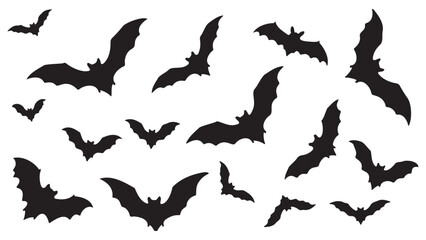 Halloween Bat Silhouette Collection - Spooky, Flying, Decoration, Vector