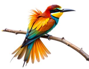 Side Profile of a Bird of Paradise Perched on a Branch, isolated on transparent background PNG