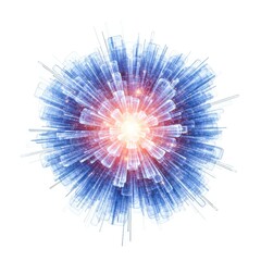 Obraz premium Vibrant blue and pink energy burst exploding outward isolated on white background