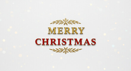 Elegant Merry Christmas Greeting Card Design: Red and Gold Festive Typography with Sparkling Background - Perfect for Holiday Season Greetings, Winter Celebrations, and Christmas Card Designs. This...