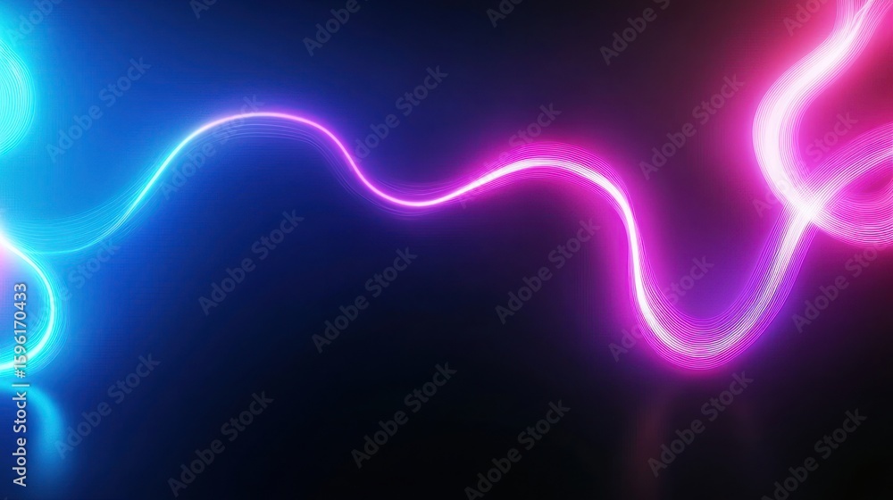 Poster abstract neon light trails background with dynamic wave effect and vibrant colors