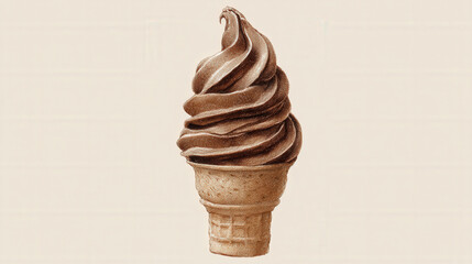 Chocolate Soft Serve Watercolor Illustration for Dessert Lovers