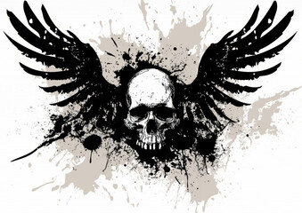 Obraz premium Skull and bones graffiti silhouette, terrible grunge icon, spray wall art symbol, grafitti tag isolated