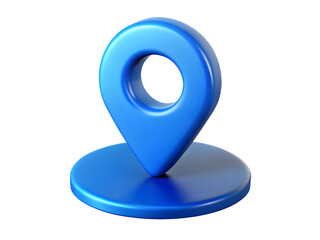 Blue 3d location pin icon on black background