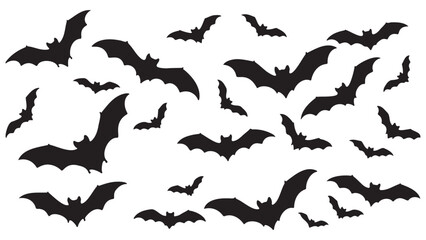 Halloween Bat Silhouette Collection - Spooky, Flying, Decoration, Vector