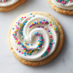 Whimsical Sugar Cookie with Smooth White Icing and Colorful Sprinkles