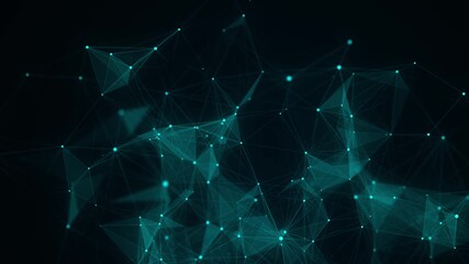 Network connection structure. Abstract blue background with moving dots, lines and triangles. Futuristic illustration. Digital technology design. 3d rendering - Powered by Adobe