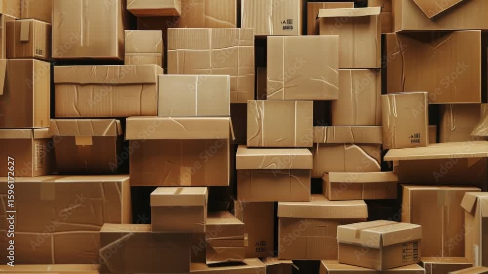 Poster a stack of cardboard boxes in various sizes and shapes, great for use as a background or prop