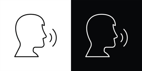 voice in motion icon. contain language learning, speech practice, digital communication tools thin line style icon symbol sign for your app web. vector illustration
