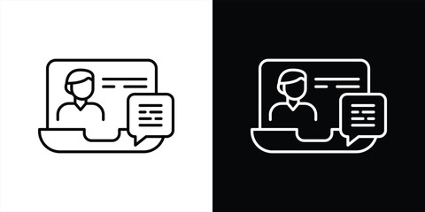 digital dialogue in motion icon. contain real time learning, virtual classroom, interactive presentation thin line style icon symbol sign for your app web. vector illustration