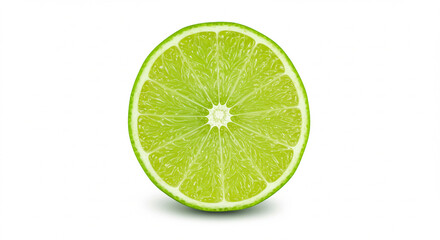 A Vibrant Half Lime: Close-up Studio Shot of a Perfectly Sliced Lime, Revealing its Juicy Interior and Zesty Texture.  High-resolution image ideal for culinary blogs, healthy lifestyle websites, fo...