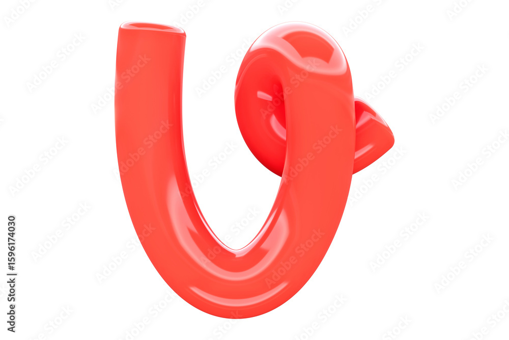 Fototapete 3d glossy candy alphabet letter v. high quality 3d rendering single-line font design element.